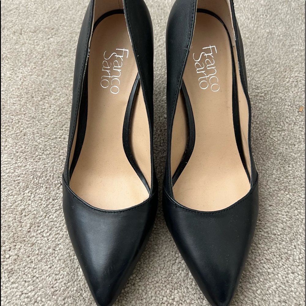 Franco Sarto Black Leather Heels Size 7